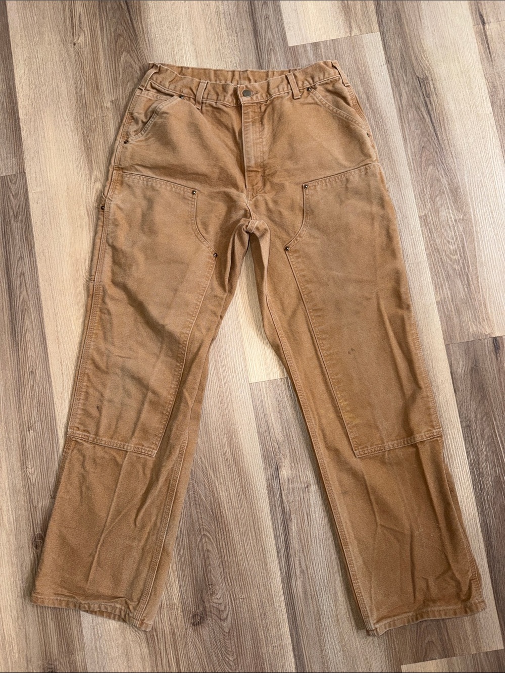 Carhartt Vintage 1990s Double Knee Brown Canvas Work Pants Loose Fit 34X32 - Picture 10 of 10